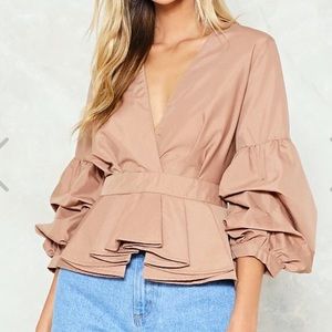 Beige Ruffled Top